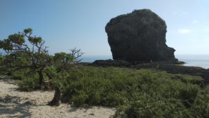 View on sail rock, the coral reef around it and the sea