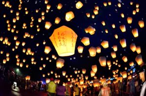 lanterns in the night sky