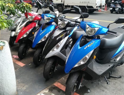 scooters parked