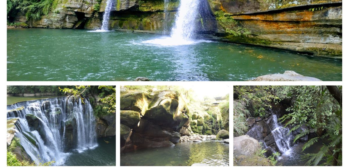 collage of waterfalls