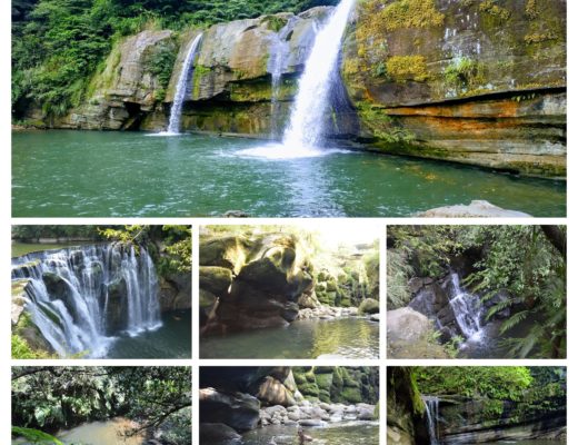 collage of waterfalls