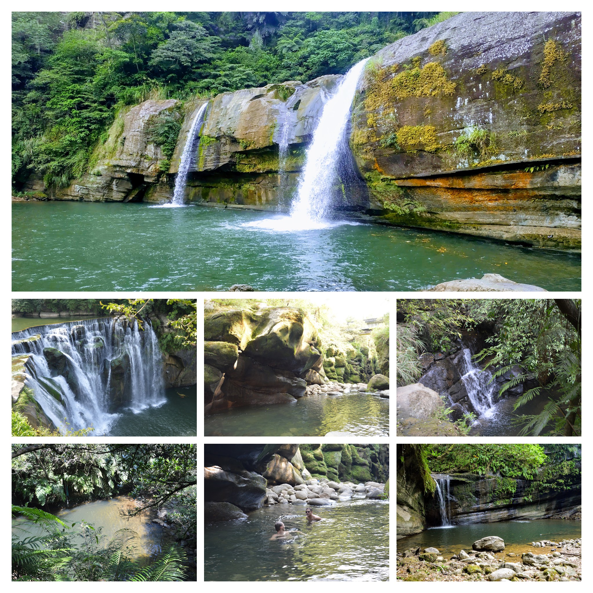 collage of waterfalls